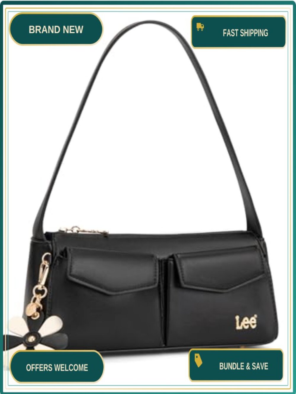 Vegan Leather Small Satchel Shoulder Bag Multi-Pocket Women's Handbag
